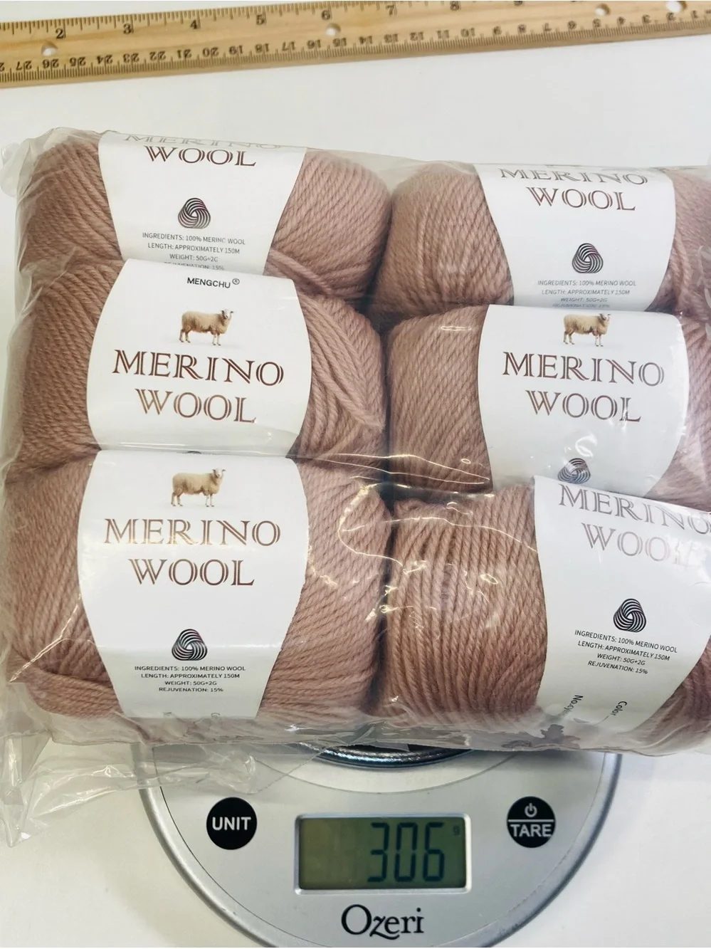 6 NWT (~300g+ total) 100% Merino Wool Yarn by Mengchu in Pastel Pink